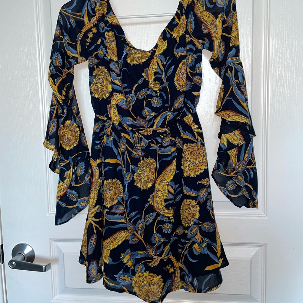 Christian Caliendo Strapless Floral Dress S